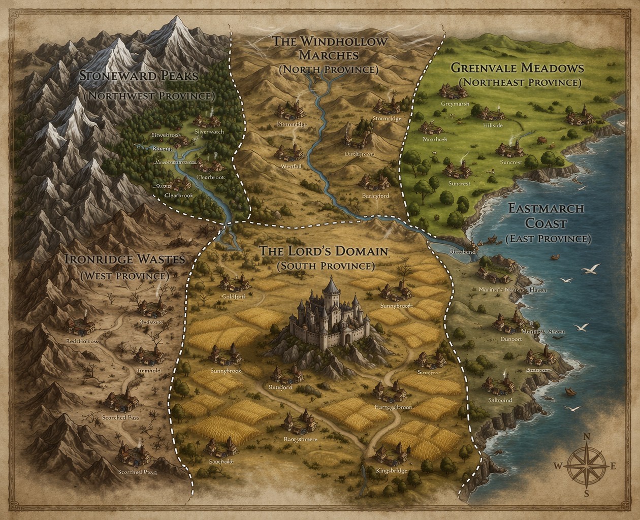 Carte des régions et zones PvP